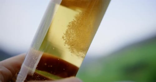 Refreshing Beer Being Poured in Nature