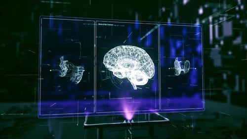 Animated Futuristic Holographic Brain Scan UI Display