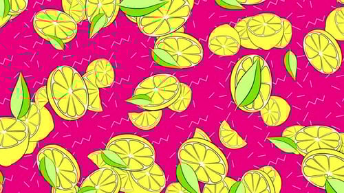 Animated Lemon Slices Flat Design Seamless Loop Background