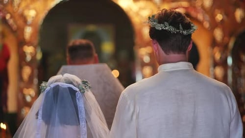 Newlyweds at a Church Wedding Ceremony