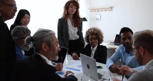 Multiracial Business People Working Inside Bank Office - Meeting And Startup