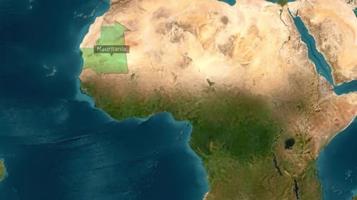 Animated Map Reveals Mauritania Country with Location Pin