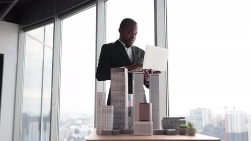African American Business Man Real Estate Agents in Black Stylish Formal Suit