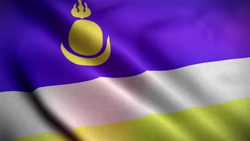Buryatia Republic Flag Waving Animation with Soyombo Symbol