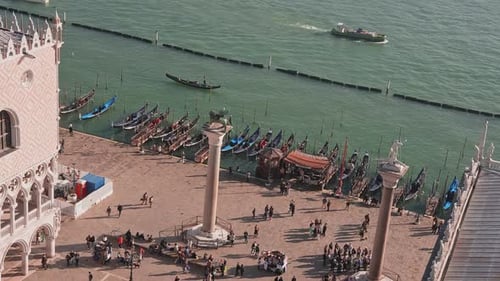 Beautiful Aerial View of the Sunset Over Venice St Marco Square in Italy
