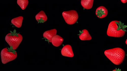 Falling Strawberries Animated Overlay