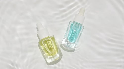 Skincare Bottles in Water: Beauty and Hydration