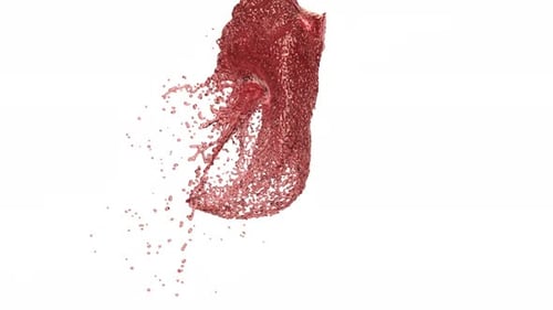 Éclaboussure rouge sur une goutte de liquide blanche isolée