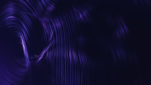 Purple science fiction background of glowing particles with depth of field and abstract texture patt