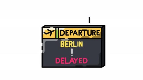 Airport Departure Board Delayed Flight Berlin Animation