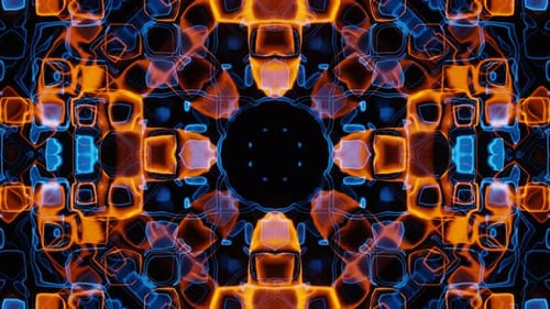 Abstract Blinking Orange and Blue Squares Loop Animation Background