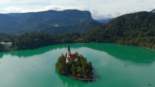 Fairytale Island Church on Stunning Turquoise Lake Bled Slovenia Travel
