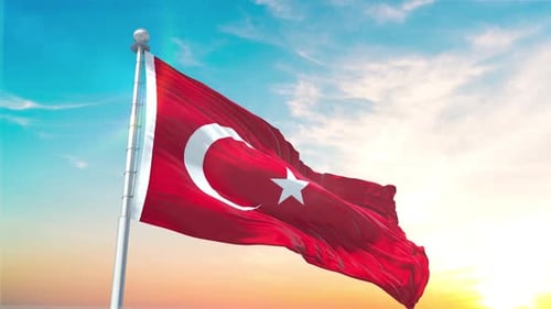 Realistic Seamless Loop of Waving Turkish Flag