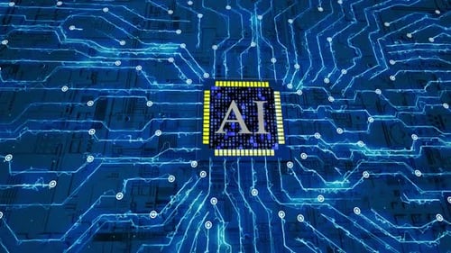 AI Processor on Circuit Board with Digital Data Flow