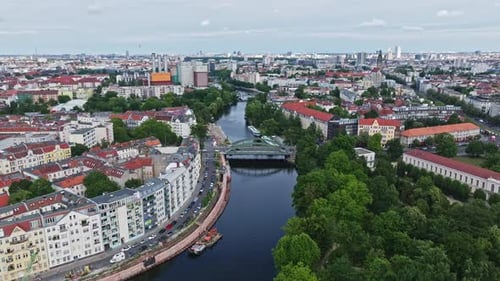 Aerial view of Spree river in Charlottenburg district , Berlin