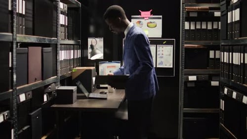 Police Officer Solving Crimes in Office