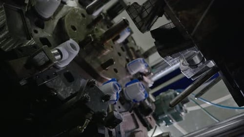 Spritzgießmaschine für Kunststoffprodukte während des Betriebs