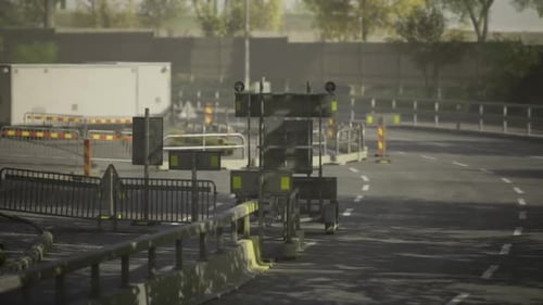 Foreground Equipment Blurred with Background City Road Textures Details