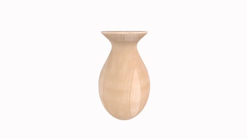 Rotating 3D Wooden Vase with Natural Texture
