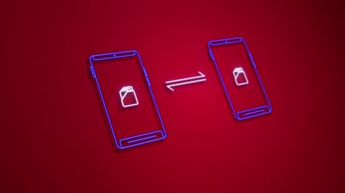 data sharing animation process with realistic screen grid pixel background suitable for motion graph