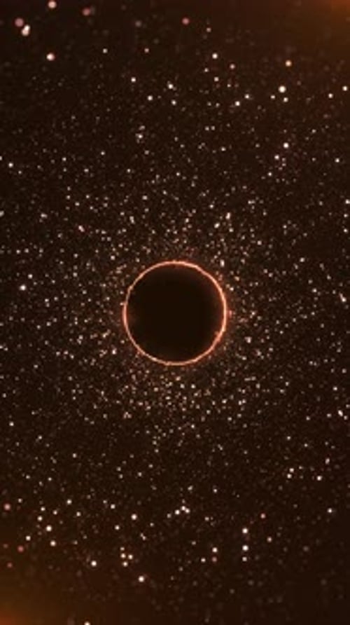 Radiant Circular Energy Ring Sparkling Particles Forming Cosmic Portal or Eclipse Effect Deep Space