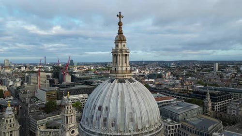 Aerial view of the dome of St Paul's Cathedral, London, England, United Kingdom