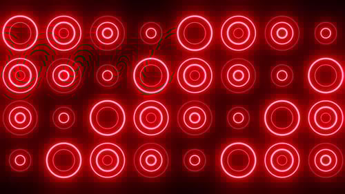 Red glowing circles on black background creating a futuristic, modern design