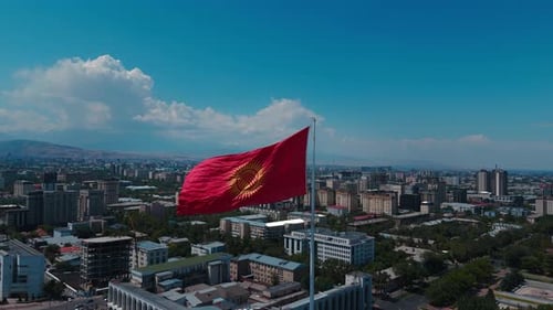 Kyrgyzstan Flag Waving in the Wind