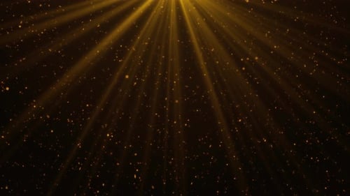 Golden Shimmering Dust Particles and Light Rays Background