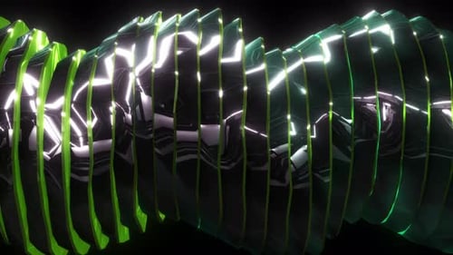 Episches grünes Wellenband mit geometrischem Reflexionsoberflächenhintergrund 4K