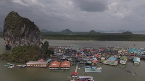 Drone Aerial view of Panyee Island in Thailand