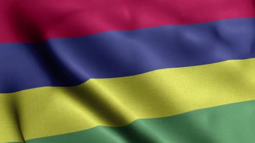 Mauritius National Flag Waving in Realistic Seamless Loop