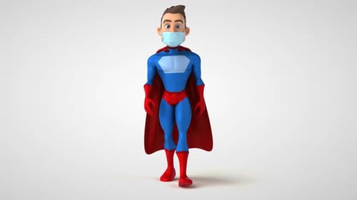 Fun cartoon superhero with a mask