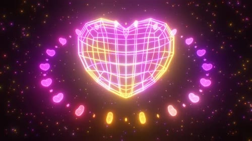 Mini anillo de amor que orbita alrededor de un planeta en forma de corazón con forma de corazón en el espacio - 4K