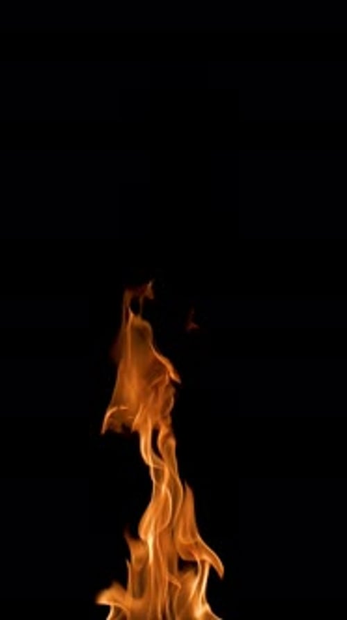 Looping Flames with an Alpha Channel. Slow Motion. Vertical Video.