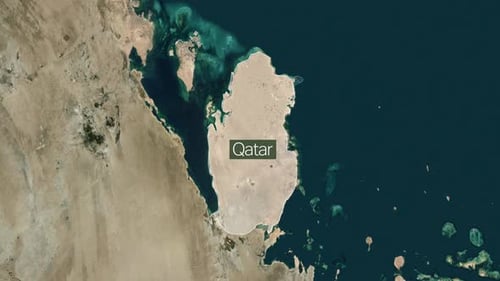 Satellite Map Zoom to Qatar Location Reveal