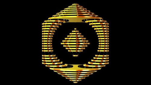 Figur in Schwarz und Gold, Alphakanal, einzigartiges Design, exklusive Loop-Rotation, 3D-Render