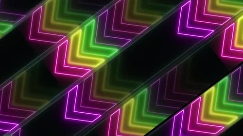 Glowing Neon Chevron Arrows Looping Motion Background