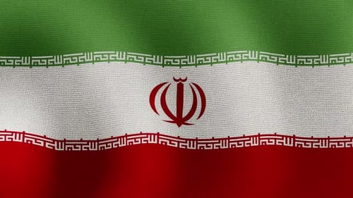 Realistic Waving Flag of Iran with Fabric Detail
