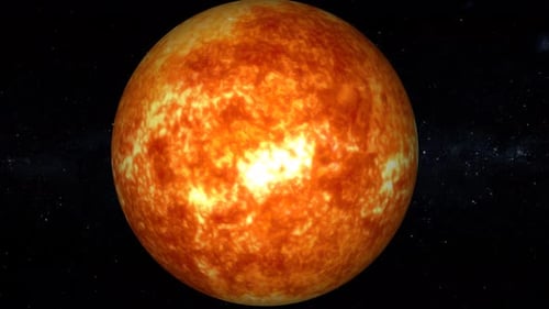 Rotating Fiery Sun in Space Animation