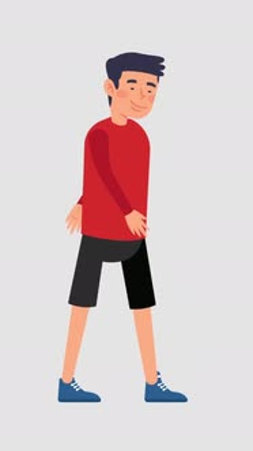 Young Boy Walk Cycle Vertikaler Alphakanal