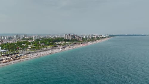 Aerial View Antalya Beach with Azure Waters and Bright Sunshine