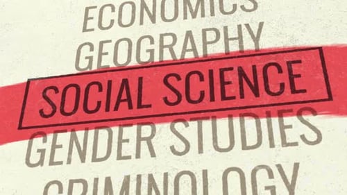 Animación de títulos con desplazamiento 3D sobre ciencias sociales