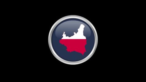 Animated Poland Map Flag Glossy Button Element