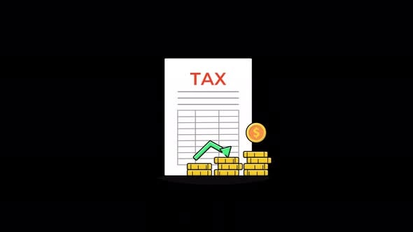 Animated Tax Document with Gold Coin Stack. Taxable Income Concept ...