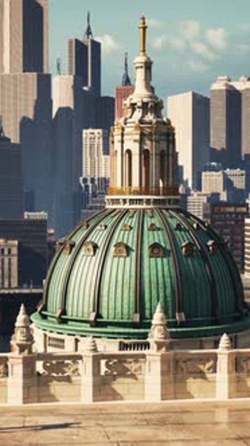 A Breathtaking Sight a Large Vibrant Green Dome Adorning the Top of a Building