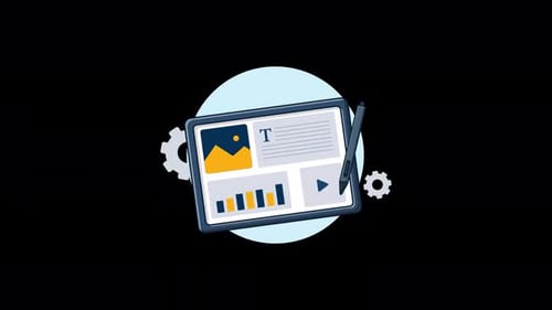 Animated Flat Design Tablet Content Creation and Data