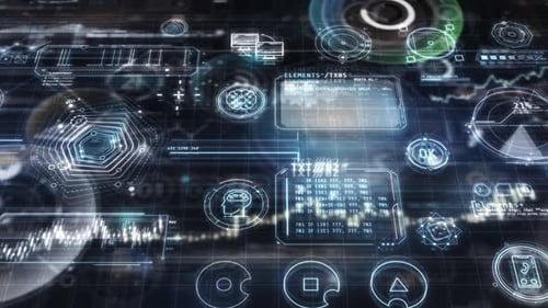 Futuristic Interface Showing Brain Activity and Data Analysis in Virtual Reality