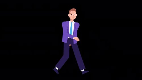 Walkanimation mit Hauptcharakter, ALPHA-Kanal, transparenter Hintergrund