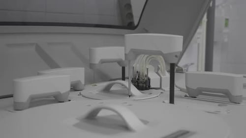 Medical Machine Sampling Fluids in Hospital Laboratory